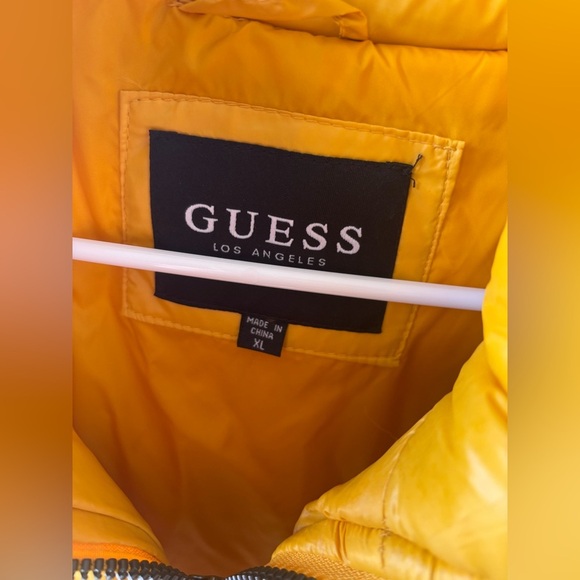 GUESS Yellow Winter Hooded Puffer Jacket Size Xl Men - Picture 5 of 10